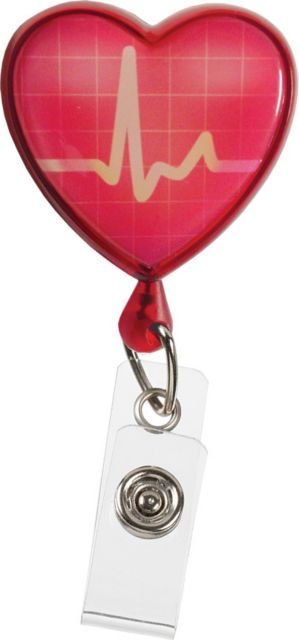RETRACTEZE ID HOLDER IN POLY BAG-RED HEART WITH EKG