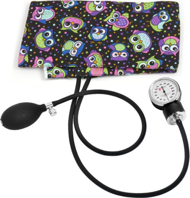 PREMIUM ADULT ANEROID SPHYGMOMANOMTER IN CLAMSHELL-PARTY OWLS BLACK
