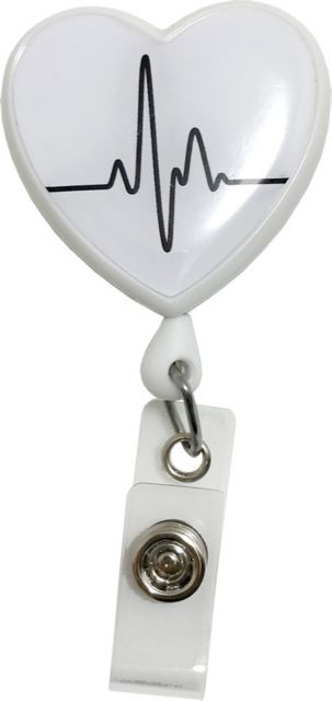 RETRACTEZE ID HOLDER IN SLIDE PACK-EKG HEART ON WHITE
