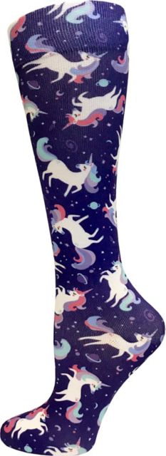 12IN SOFT COMFORT COMPRESSION SOCKS-UNICORNS VIOLET