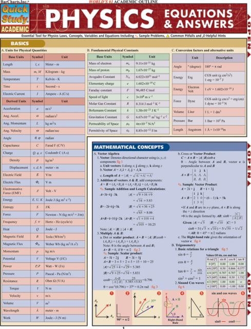PHYSICS EQUATIONS & ANSWERS